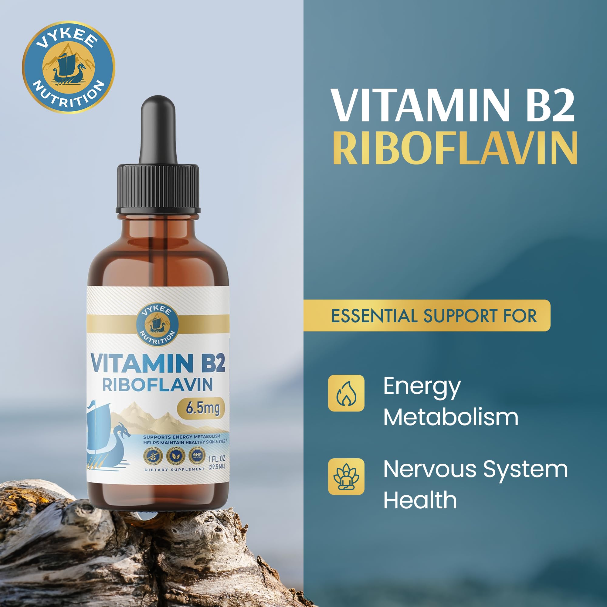 Vykee Nutrition Vitamin B2 Riboflavin Drops, Liquid B2 Supplement, 6.5 mg — Amazon image 2
