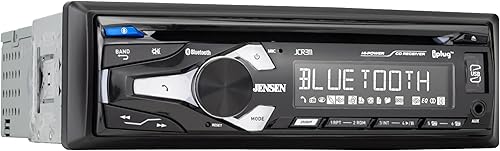 Jensen JCR311 10 Character LCD Single DIN Car Stereo Radio CD Player Push to Talk Assistant Bluetooth Hands Free Calling & Music Streaming AM/FM