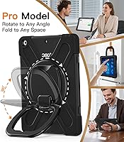 Vista 2 de BATYUE - Funda para iPad de 9ª/8ª/7ª generación (Funda resistente iPad 10.2 pulgadas 2021/2020/2019) con protector de pantalla, soporte giratorio