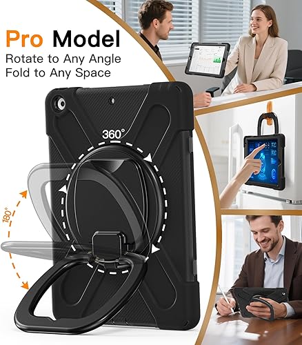 Miniatura 2 de BATYUE - Funda para iPad de 8 y 7 generación (iPad de 10.2 pulgadas) resistente con protector de pantalla, soporte giratorio, asa, soporte para tapa