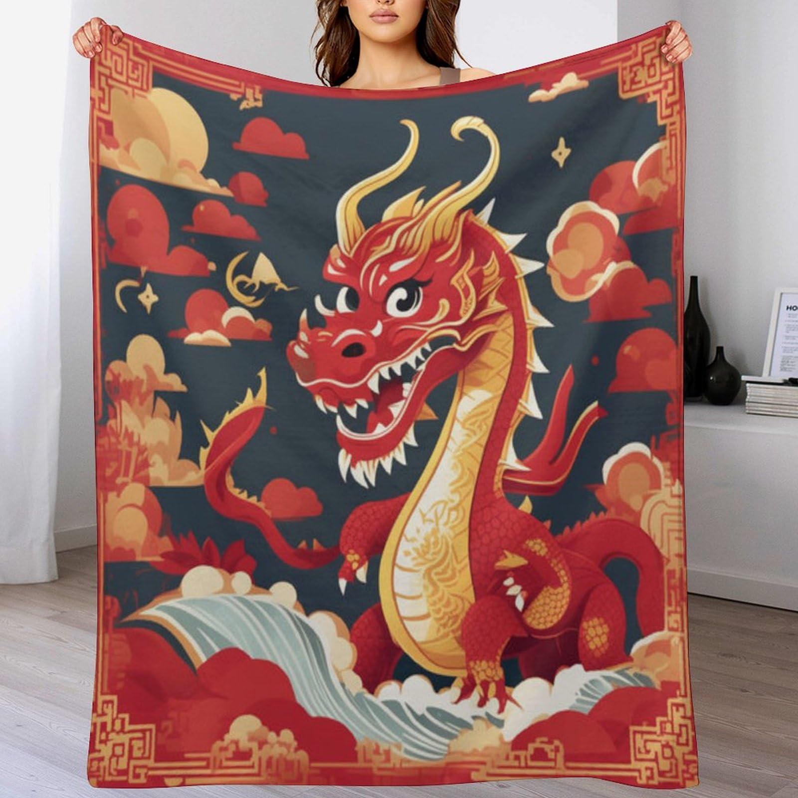 Couverture dragon douce et moelleuse couverture de séjour plaid