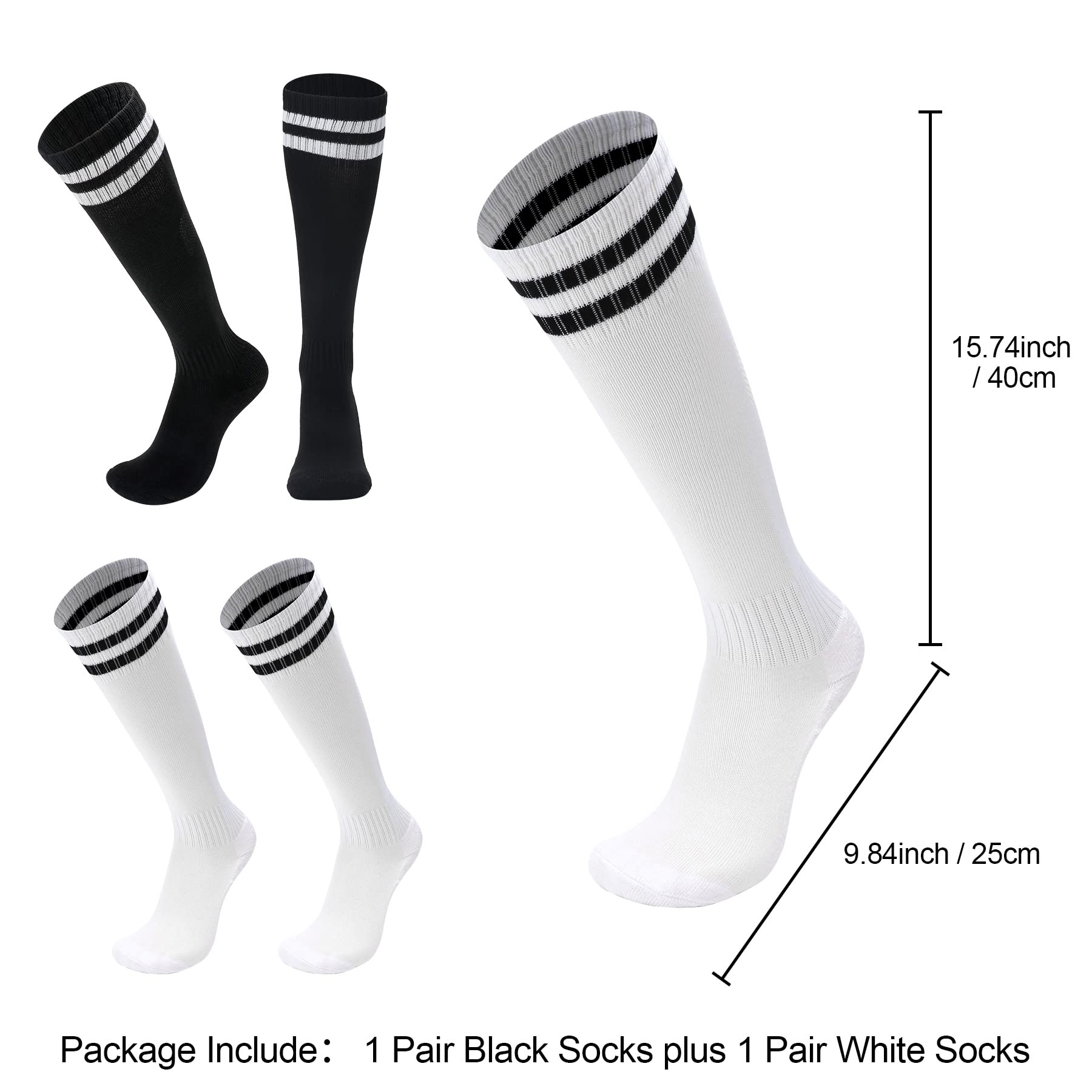 FPAKDH 2 pares de calcetines de fútbol para niños de 7 a 13 años, transpirables, para entrenamiento deportivo, calcetines de fútbol para niñas y niños