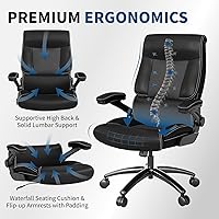 Vista 4 de Silla de oficina ergonómica grande y alta, silla de escritorio ejecutiva de piel sintética de 500 libras con soporte lumbar y reposabrazos