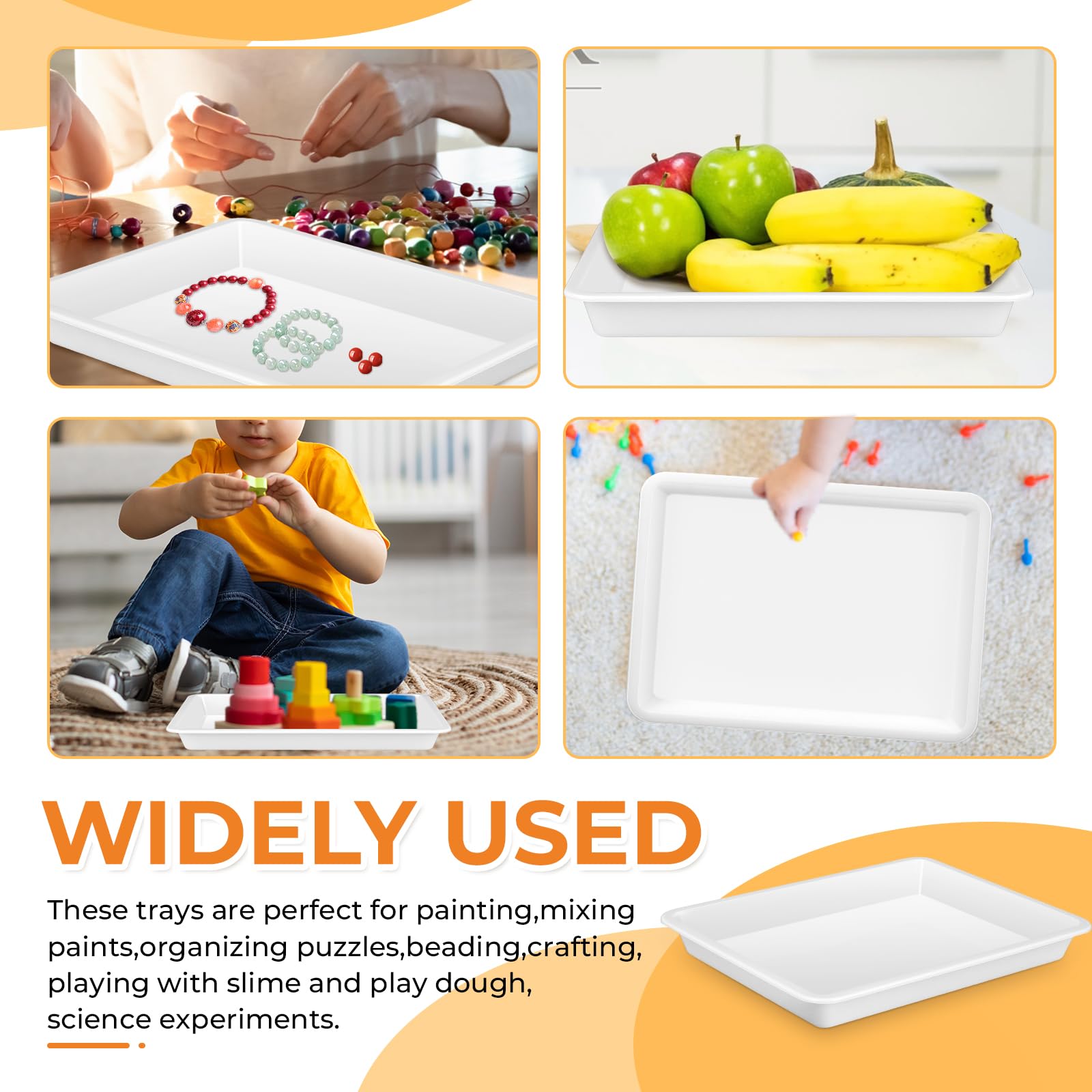 CZWESTC 12 PCS Plastic Paint Trays, Stackable White Art Tray for Building Blocks, Beads Sorting, DIY Projects, Painting, Small Craft Trays for Kids (11 x 8.2 Inch) - Image 5