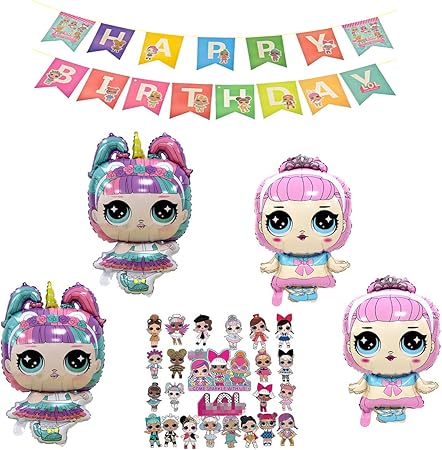 Amazon Co Jp Lolサプライズ 誕生日 飾り付け パーティー セット 人形 可愛い ピンク パープル 10 ゲーム 女の子 バルーン 風船 Happy Birthday ガーランド ケーキトッパー 29枚セット おもちゃ