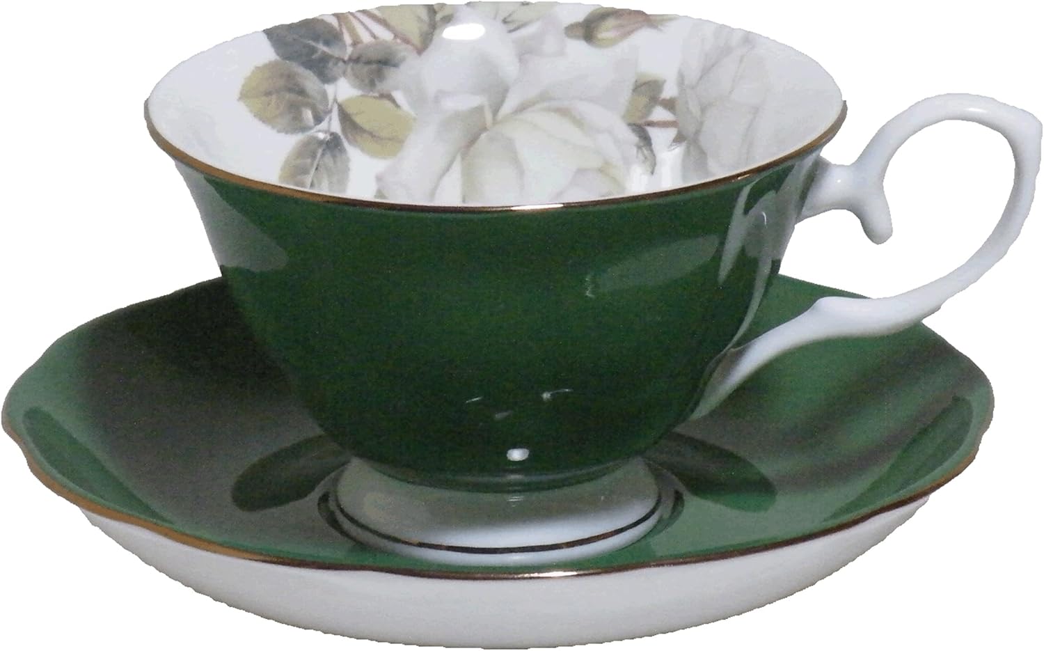 ロイヤルアーデン Royal Arden 37141 Coffee Cup, 8.5 fl oz (240 ml), Rose Pattern, Bone China, Cup & Saucer, Green
