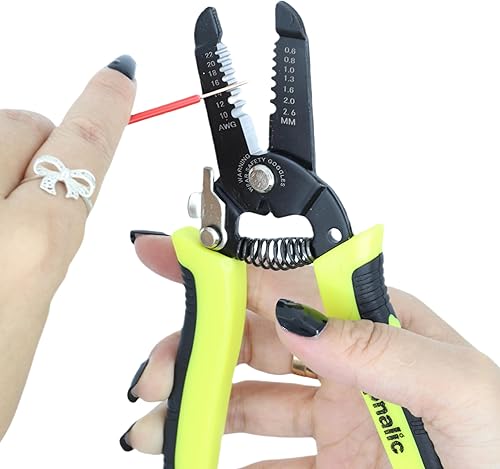 Miniatura 6 de Herramienta pelacables 10-22 AWG, Micro pelacables, Alicates de alambre aislados, Herramienta multifuncional para pelar cables, Cortadores de alambre