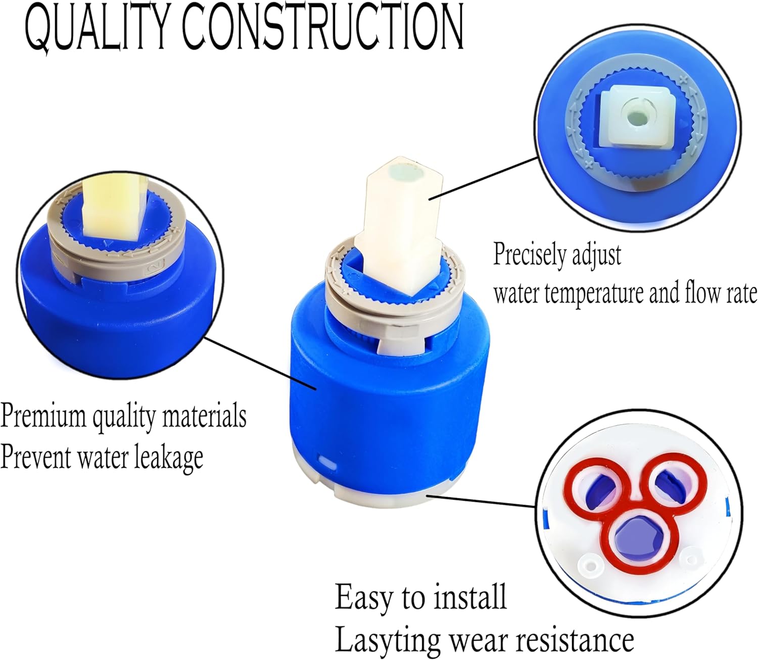 ALITZ 35 mm Replacement Cartridge Compatible with Gerber 92-298, Danze DA507348N & Moen 121620 – Ceramic Disc Cartridge with Temperature Limit Stop for Single Handle Faucets & Showers