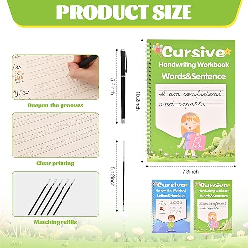 Miniatura 2 de AALGO Libro de trabajo de escritura cursiva ranurada, práctica de escritura ranurada mágica cursiva para niños y principiantes, aprende escritura