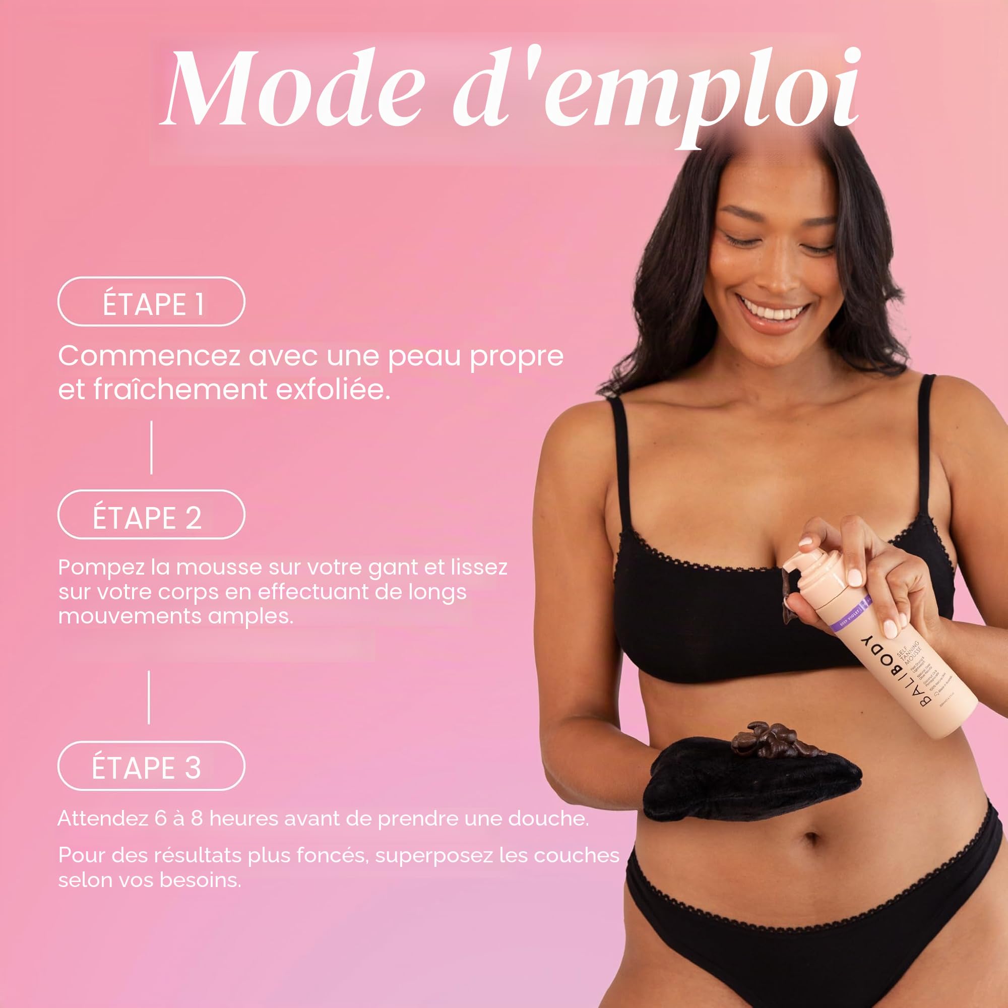 Bali Body Deep Violet Mousse autobronzante – Formule autobronzante à base de violette pour bronzage foncé, faux bronzage avec nuances d'olive – Hydratant, bronzant sans soleil pour peaux sensibles