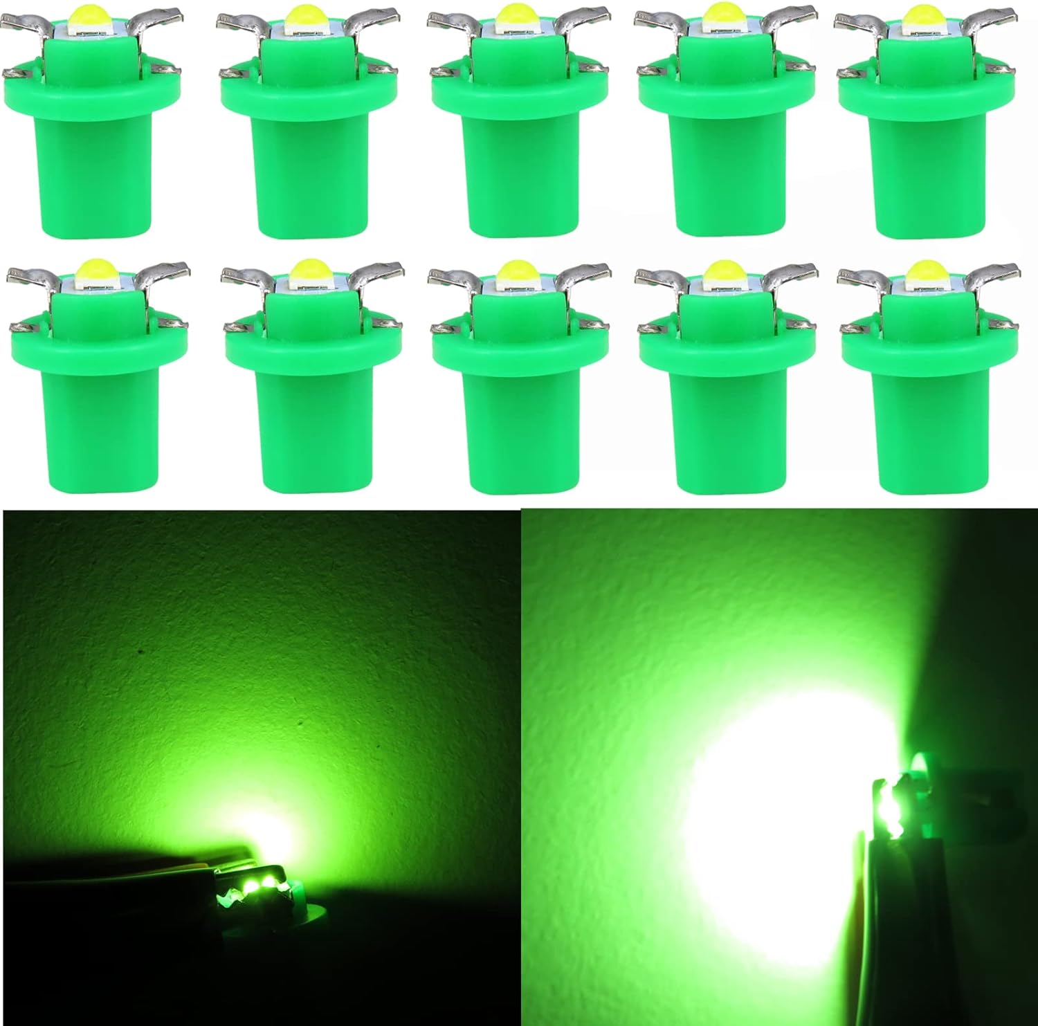 WLJH Bright Green B8.5 B8.5D 3030SMD Led Light Car Dashboard Instrument Panel