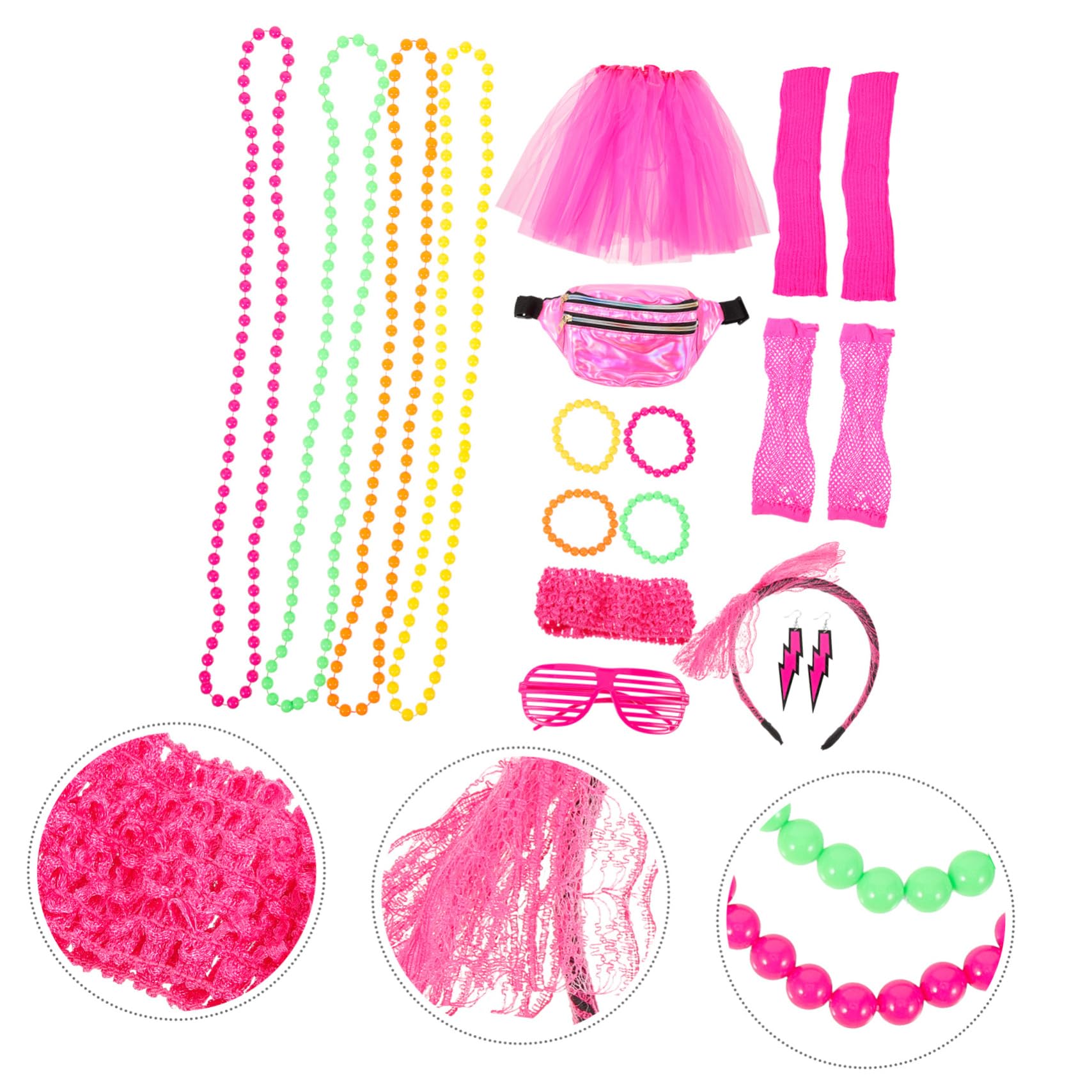 S Néon Maison Vêtements De Fête pour Les Femmes Grand Costume Femmes Colliers pour Femmes Costume Cerceaux S Partie Cosplay Accessoires Bijoux Collier Tenues Femmes Costumes De
