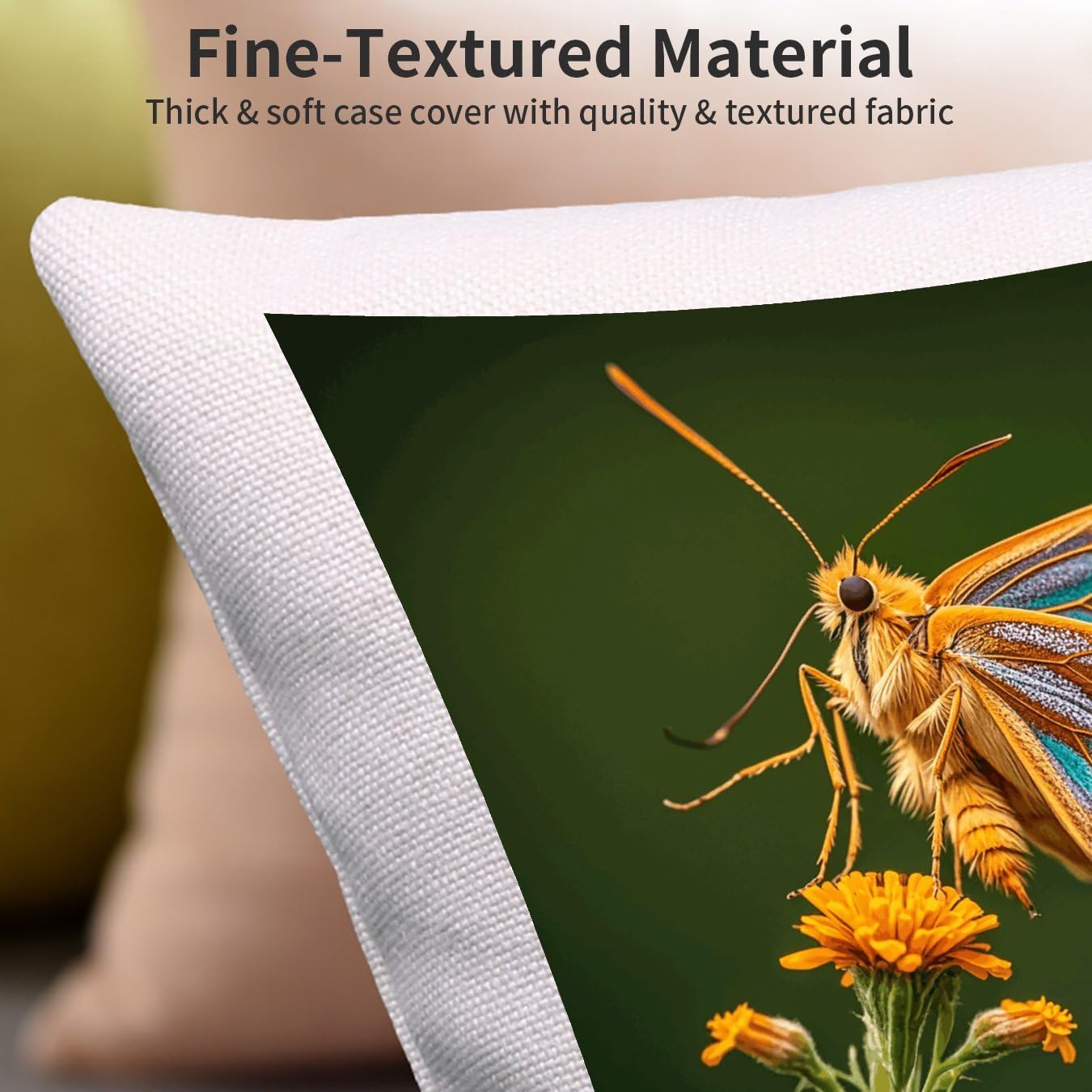 Beautiful Moth Wings Pillowcases for Home, Breathable Pillow Case with Zipper, Soft Comfortable Pillow Covers 45x45cm for Hotel, Bedroom, Cotton and Linen Pillow Cover for Spa image 2