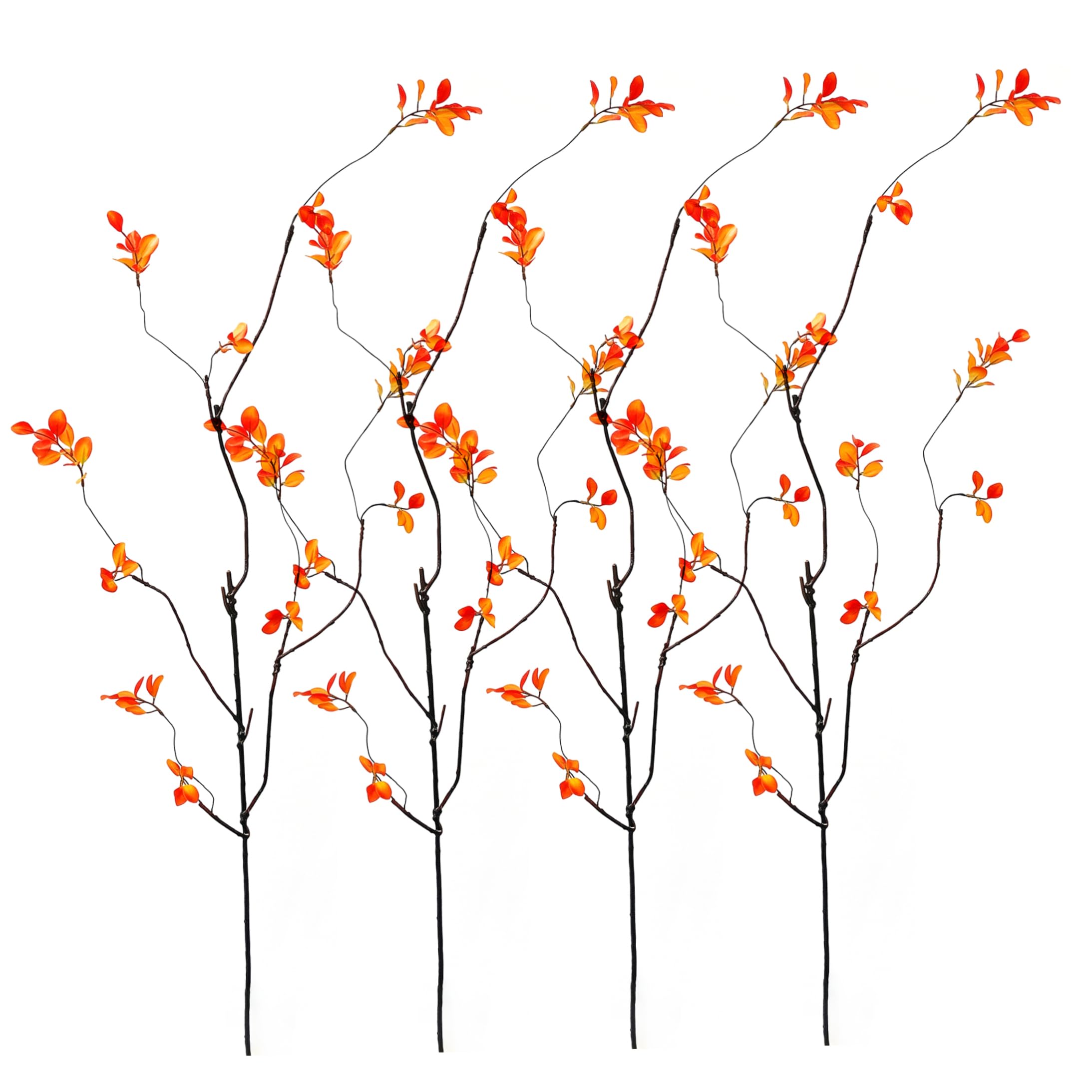 Ramas Artificiales para florero, 4 Piezas de Ramas sintéticas Flexibles, Rojo Anaranjado