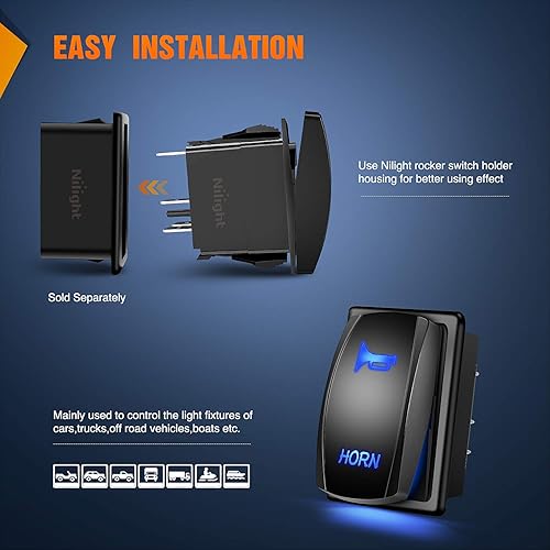 Vista 25 de Interruptor de direccional Nilight azul de 4 pines ON OFF ON, interruptor basculante SPDT grabado con láser, interruptores de palanca 12 V 20 A 24 V