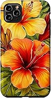 Vista 13 de Hawaiian Tropical Yellow Red Hibiscus Plumeria Case for iPhone 17