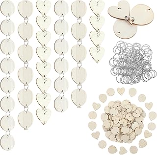 210 PCS Wooden Hearts for Crafts and Ring in Total DIY Birthday Tracker Hanging Plaque, Vintage Family Birthday Hanging Calendar for Family Sign Calendar, Valentine