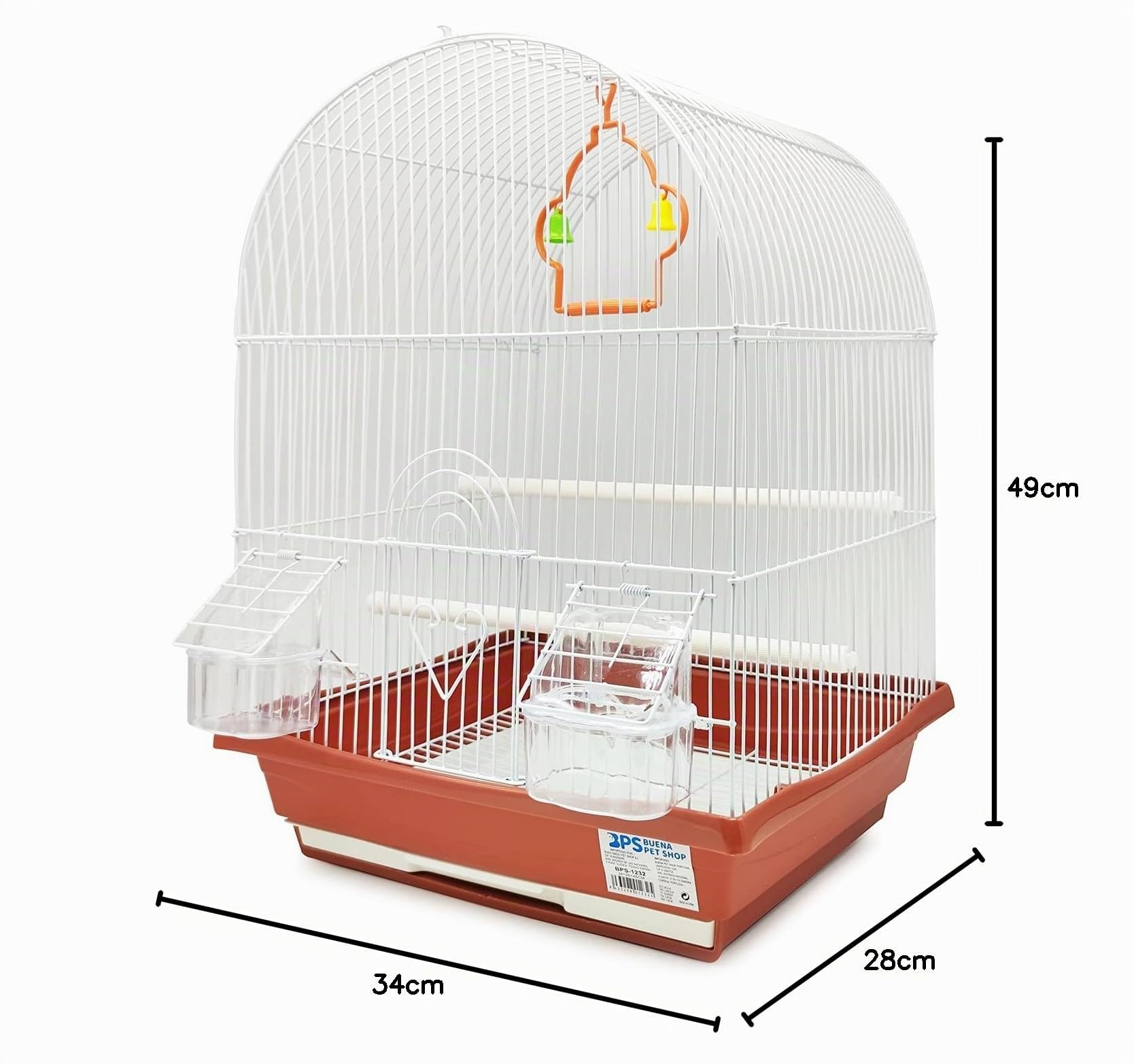 BPS® - Gabbia per uccelli per pappagallini e canarini, con mangiatoia, abbeveratoio, saltarello, altalena per il riposo, colore casuale, BPS-1232