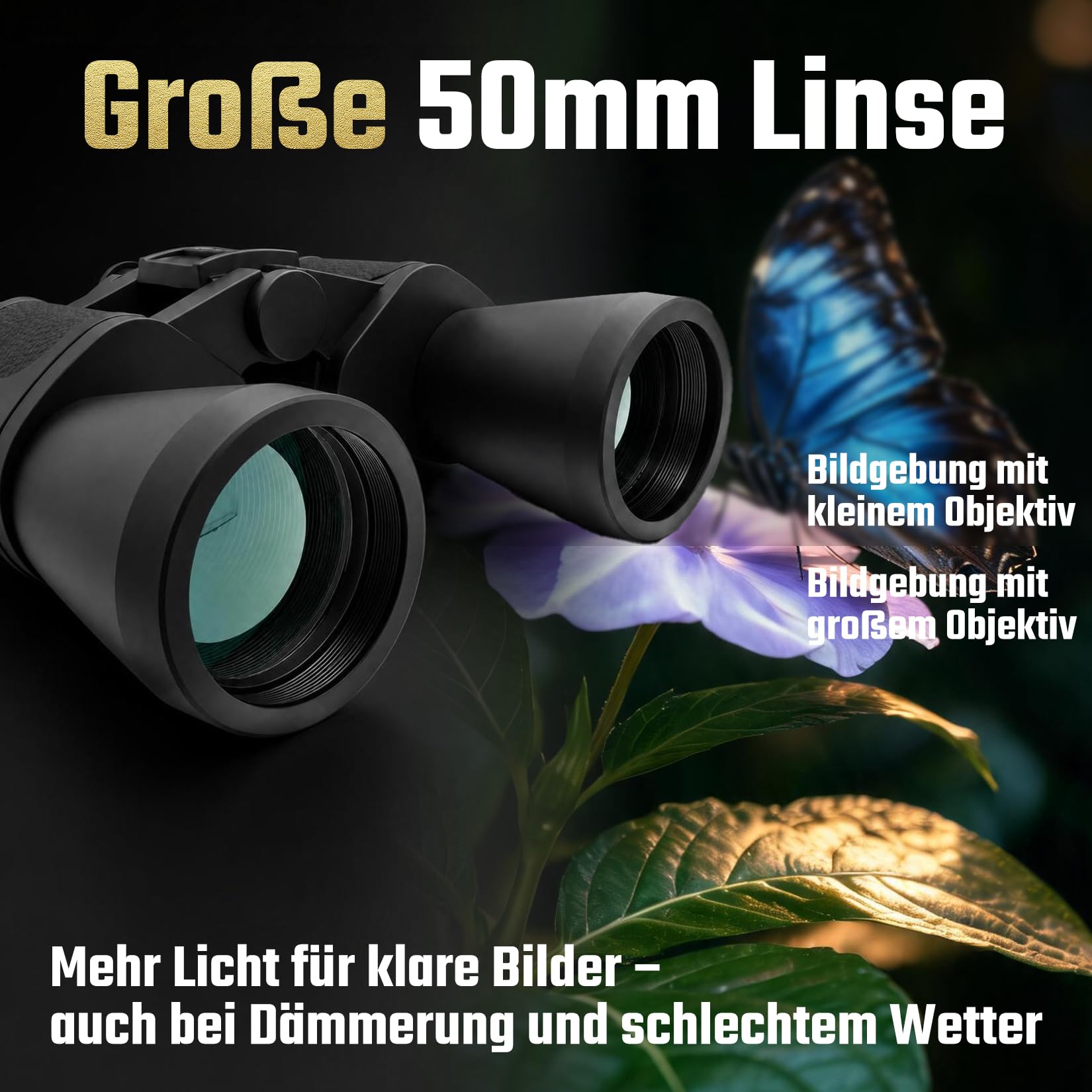 Comet Fernglas (20x50) Binocular Feldstecher Jagdfernglas Spektiv Fernrohr inkl. Tragekordel, Schultertasche