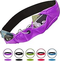 Vista 2 de Athlé - Cinturón para correr para ejercicio y viajes, dos bolsillos elásticos para la mayoría de teléfonos, billetera, tarjetas y más, clip