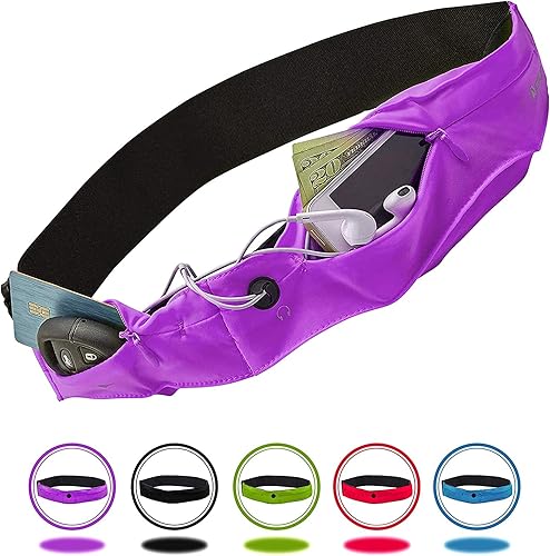 Miniatura 2 de Athlé - Cinturón para correr para ejercicio y viajes, dos bolsillos elásticos para la mayoría de teléfonos, billetera, tarjetas y más, clip para