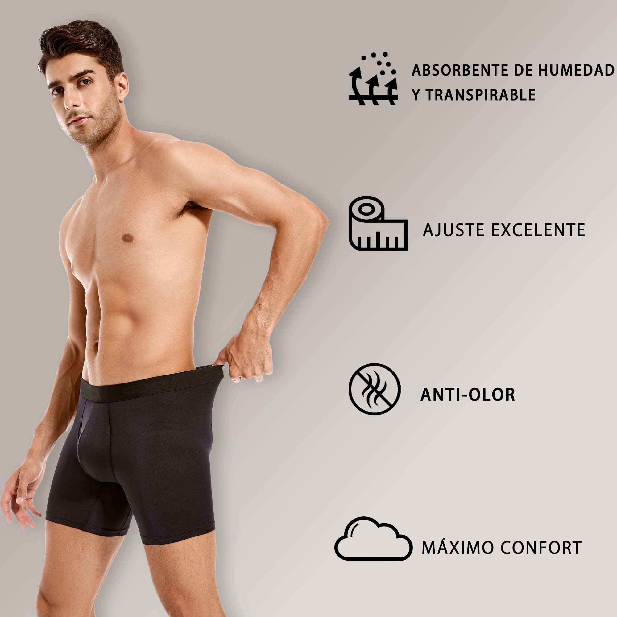 Calzoncillos Largos Deportivos para Hombre, Ropa Interior Funcional, Pack de 6 Piezas, Pantalones Cortos de Compresión con Apertura para Hombres