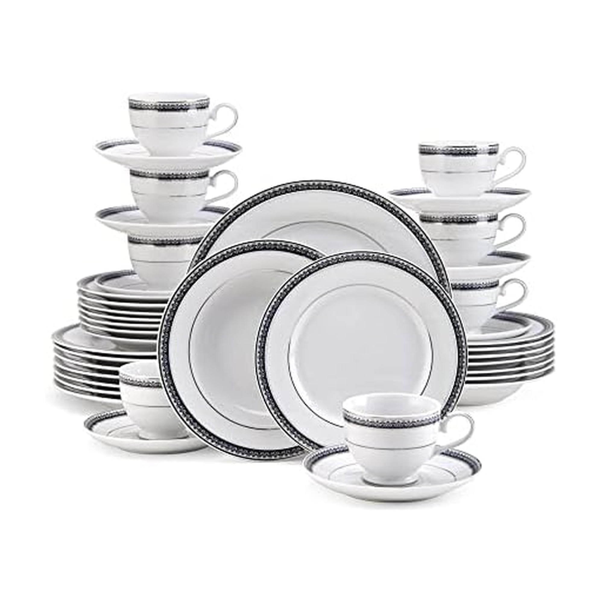 Mikasa 5224200 40 Piece Platinum Crown Cobalt Dinnerware Set, Porcelain