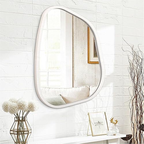 Miniatura 139 de Espejo de pared irregular de 26 x 18 pulgadas, espejo de baño grande asimétrico con marco de madera, espejos decorativos artísticos modernos