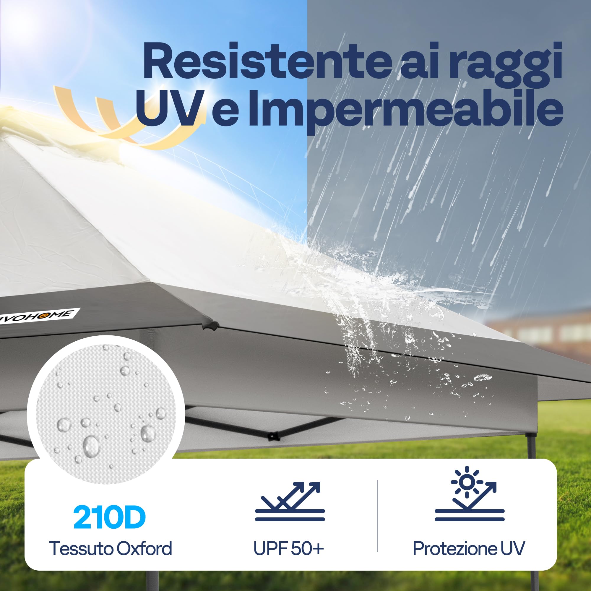 VIVOHOME Baldacchino Pop-up per Esterni, 3,8x3,8m Tetto a 2 Livelli con Borsa da Trasporto a Ruote e 4 Sacchetti di Sabbia Grigio