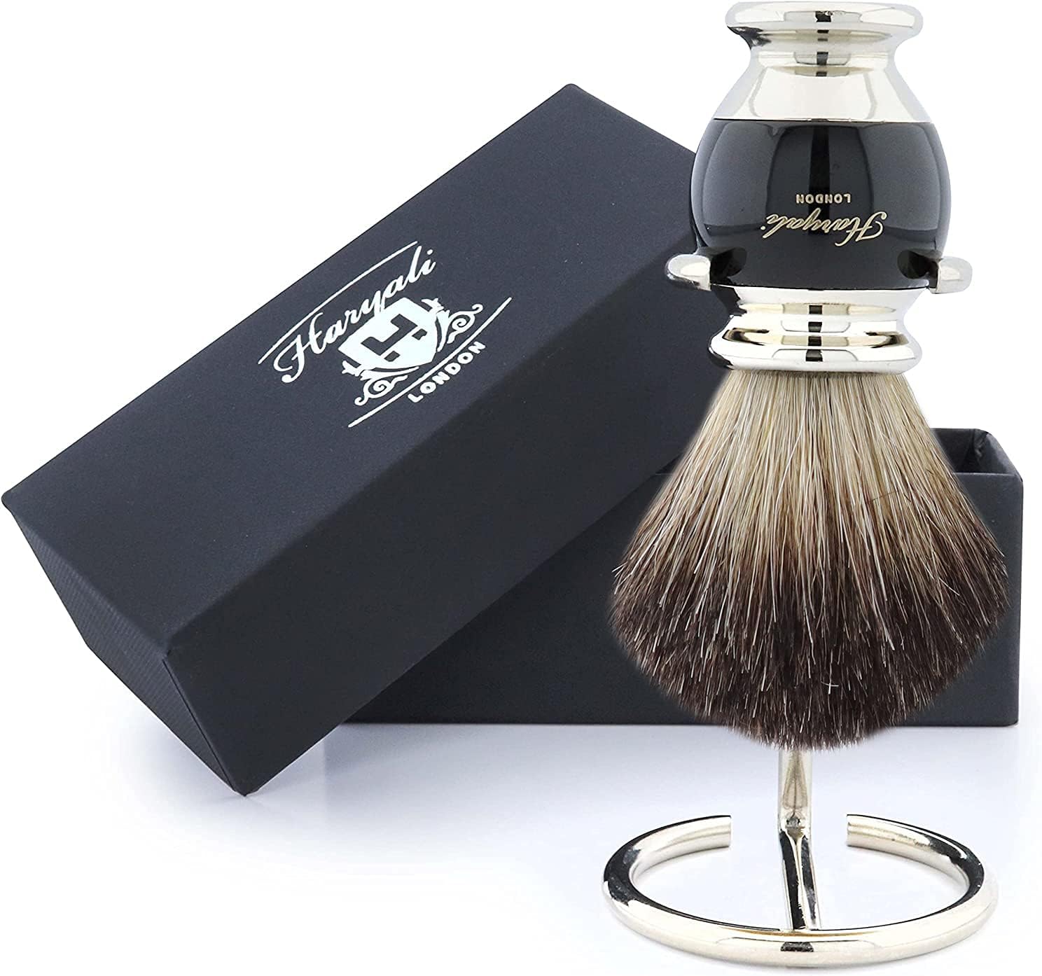 Men's Shaving Pure Black Badger Hair Shaving Brush and Brush Holder