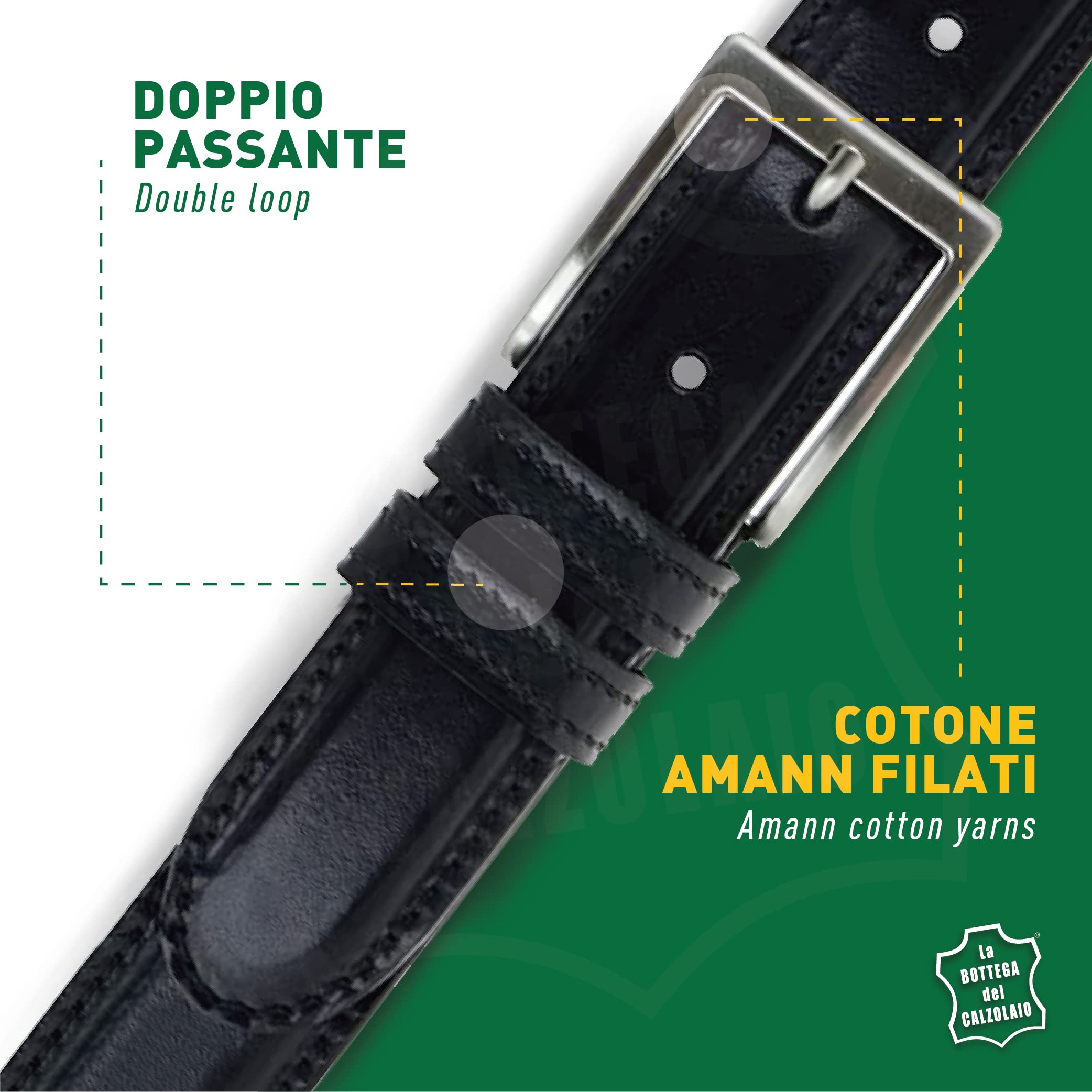 La Bottega del Calzolaio Cintura Uomo in Vera Pelle Classica con Impuntura Artigianale – Made in Italy, Elegante e Resistente, Accessorio di Stile per Abbigliamento Formale e Casual, Alta Qualità