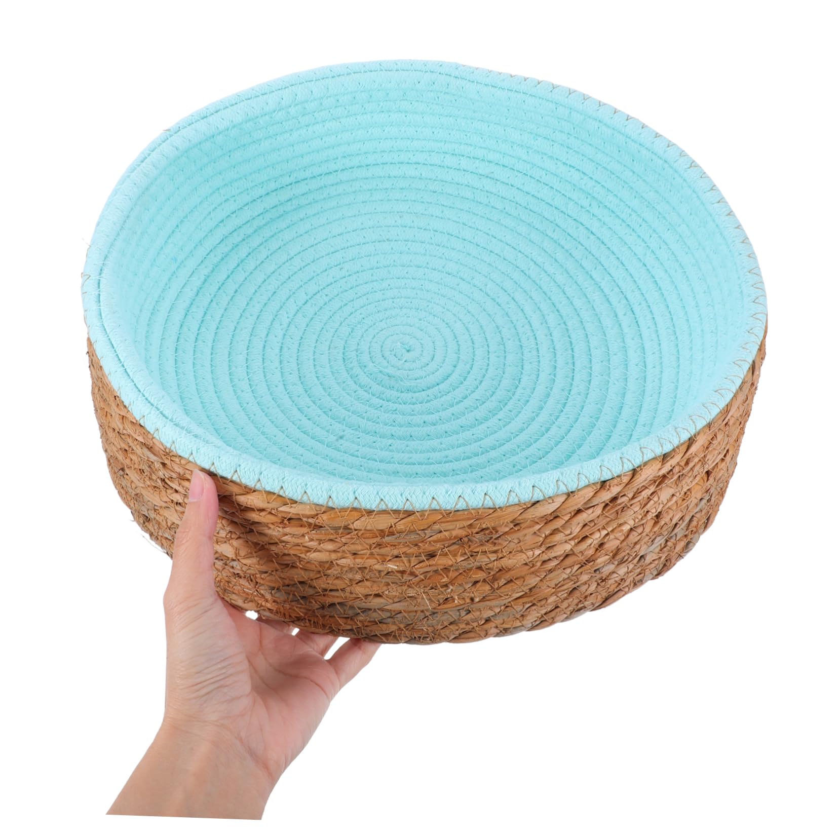 Happyyami Cuccia Intrecciata Rotonda per Animali in Vimini, Traspirante | Lavabile, Forma Tonda, Fibra Vegetale, per Cane e Gatto, Uso Domestico, Struttura Intrecciata Naturale