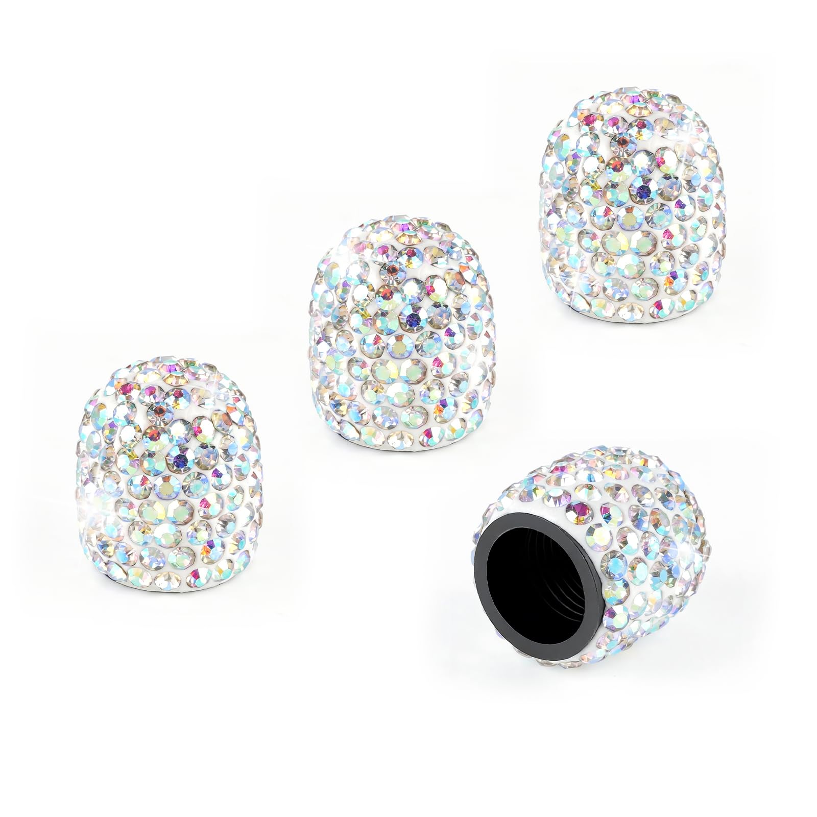 4 Pack Handmade Crystal Rhinestone Tire Valve Stem Caps, Universal for Cars, Trucks and Motorcycles - AB Color