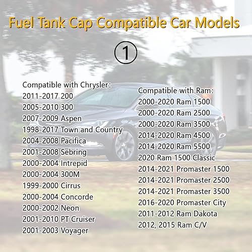 Miniatura 6 de Cubierta de tapa de gasolina compatible con Dodge Chrysler Ram Jeep Wrangler, accesorios estándar para automóvil, repuesto de tapa de combustible
