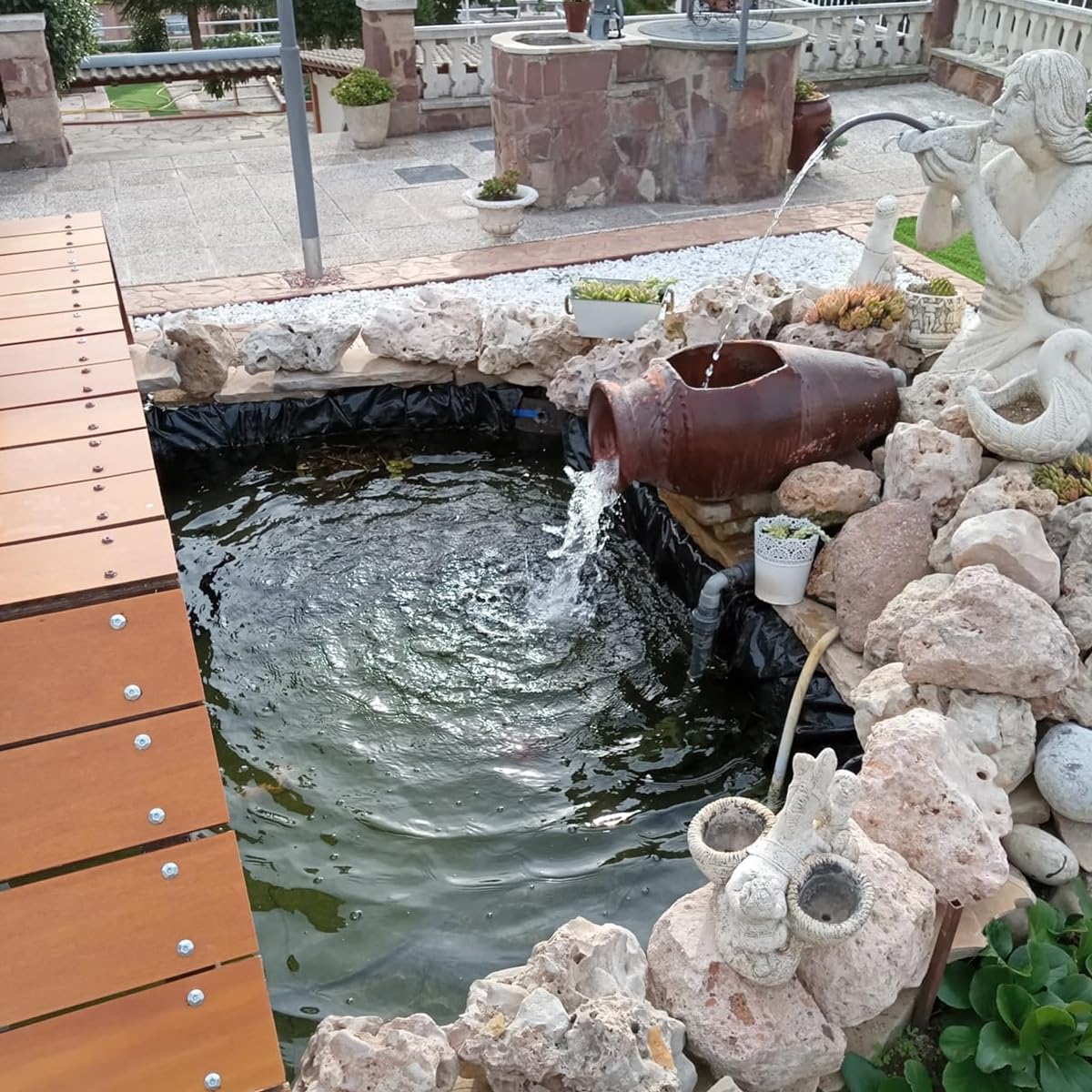 Revestimiento de Estanque 3x5m HDPE Lona para Estanque 8x6m 7x7m 15x10m resistente a los rayos UV y a la intemperie 0.12mm Lámina para Estanque De jardín pour Bassin Koi Cascades d'eau ( Tamaño : 4x4m