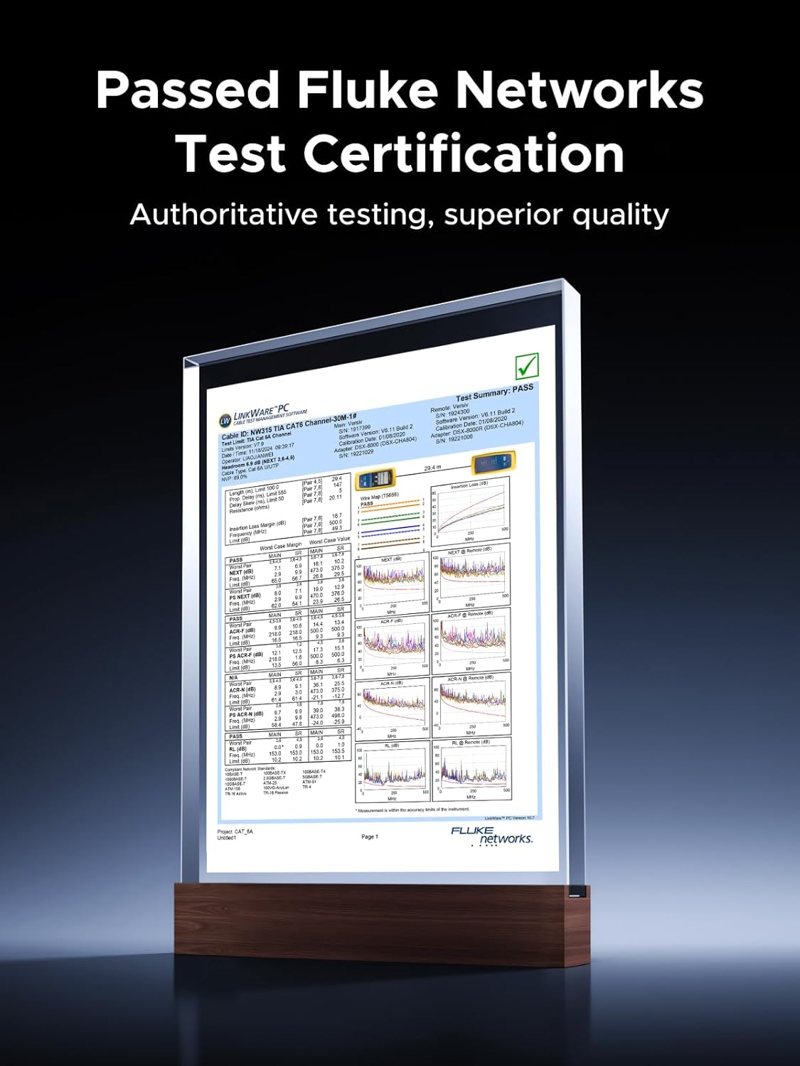 Fluke Networks Test Certification for UGREEN Cat 6A Ethernet Cable
