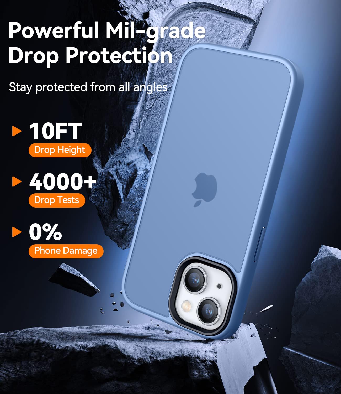CANSHN Cover Opaca per iPhone 13 e iPhone 14(6,1 Pollici), Custodia Traslucida Opaca Protettiva Sottile Antiurto - Blu Chiaro
