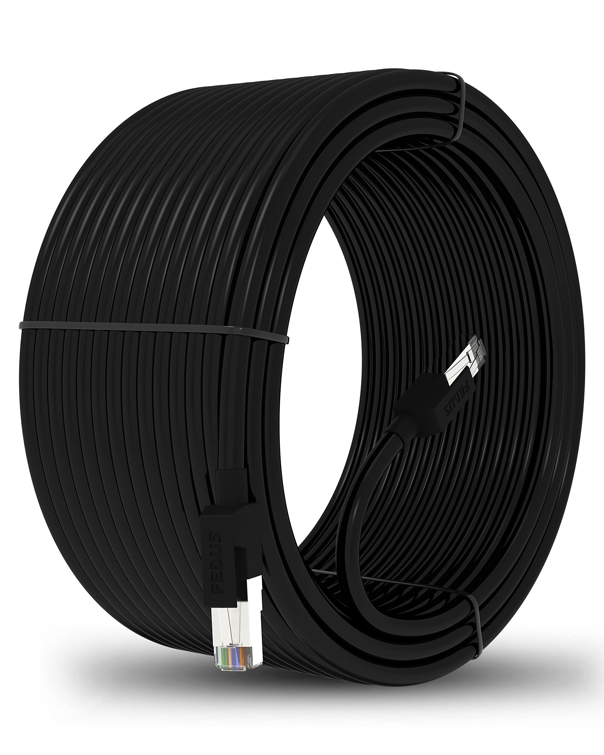 FEDUS 50 Meter Heavy Duty Outdoor Cat6 Cable Weatherproof/UV Resistant 10000mbps Ethernet Cable Suitable for Direct Burial Installations Ethernet Patch LAN Cable,Internet cable Network Cord Black — Amazon image 11