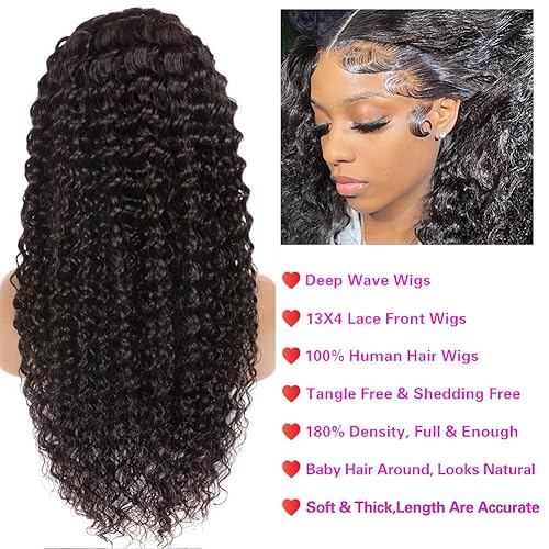 Miniatura 4 de Pelucas de cabello humano ondulado con encaje frontal de 13 x 4, pelucas de cabello humano húmedo y ondulado, sin pegamento, prearrancadas con