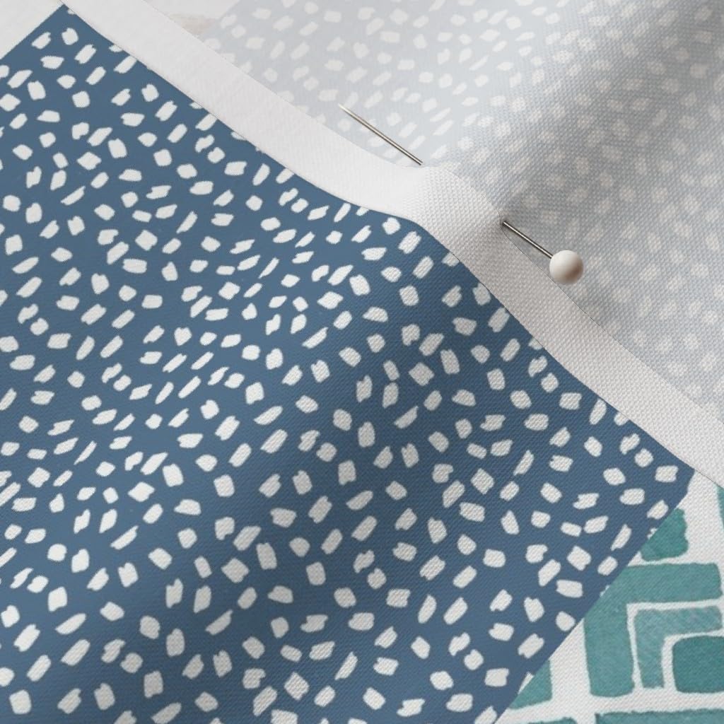 Spoonflower Fabric - Boys Boho Buffalo Wholecloth Cheater Quilt Top Brown Blue Woodland Printed on Petal Signature Cotton Fabric by The Yard - Sewing Quilting Apparel Crafts Decor