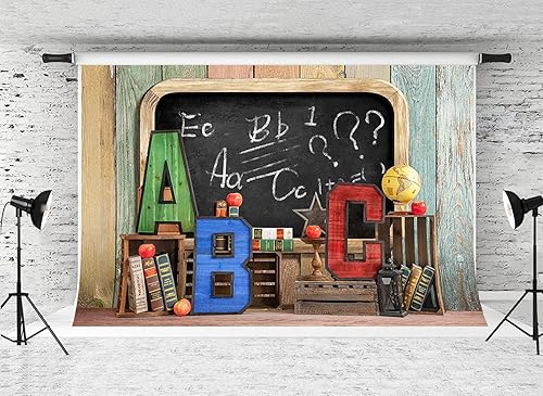 Miniatura 1 de Kate Fondos de regreso a clases de 10 x 6.5 pies para aula ABC Letra Niños Kindergarten Fondo de Fotografía Estudiante Estudio Accesorios