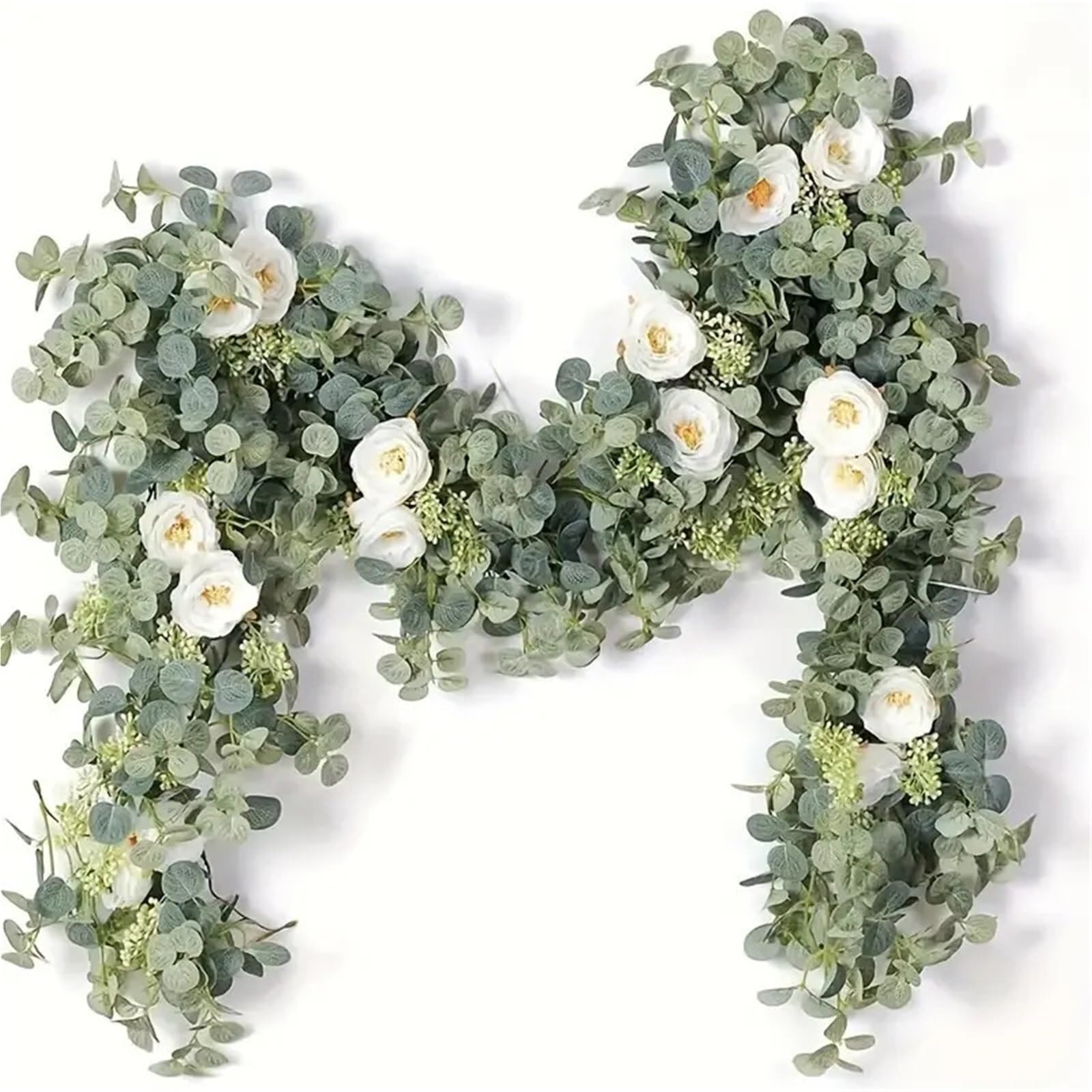 LXLAEOANG Artificial Flowers 1 Piece Of 180cm Garland With Flowers-8 White Rose, Artificial Flower Green Vine Used For Decorating Party