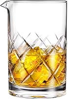 HIWARE 24oz Professional Cocktail Mixing Glass - Thick Bottom Seamless Crystal Beaker with Spill-Proof Spout