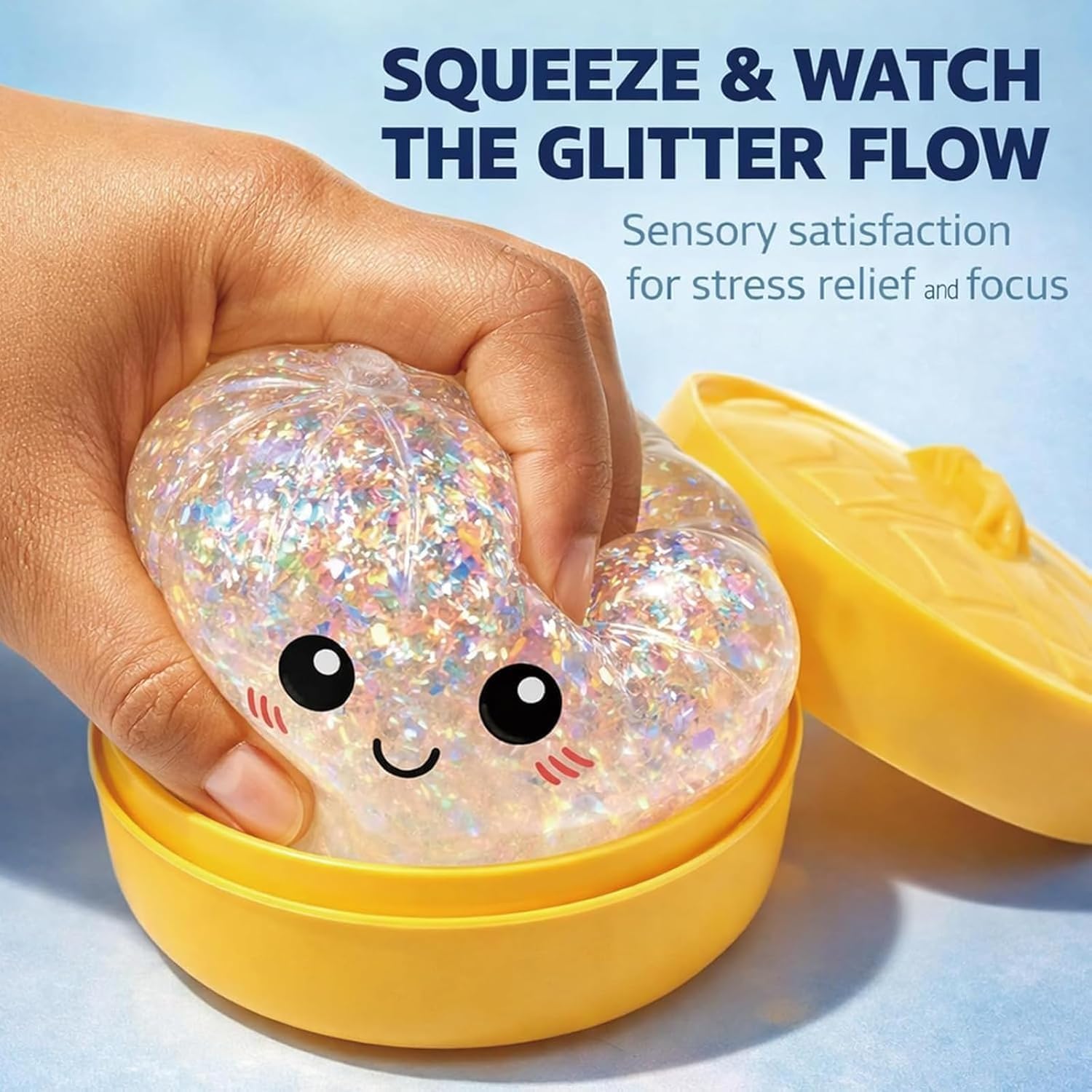 Glitter Dumpling, Glitter Dumpling Squishy Box, Dumplings Squishy for Stress Relief, Soft Squeeze Decompression Dough with Food Steamer - 3