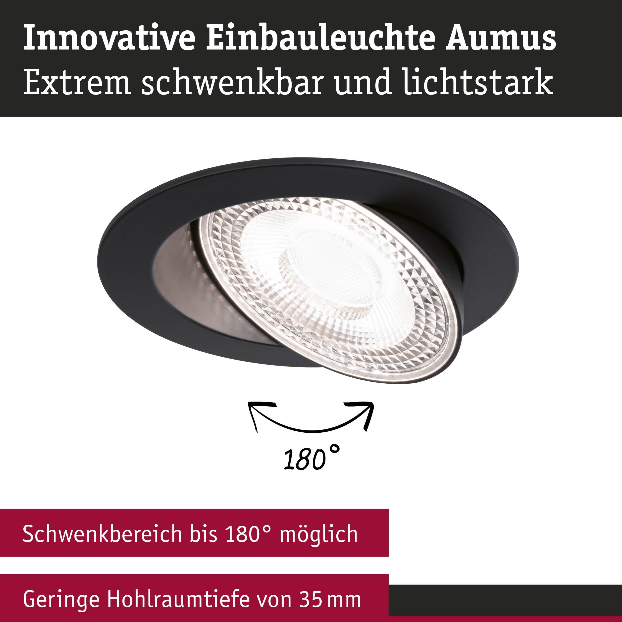 Paulmann EBL Set Aumus schwenkbar 3-Stepdim LED 3x750lm 2700-6500K 5W 230V Schwarz matt