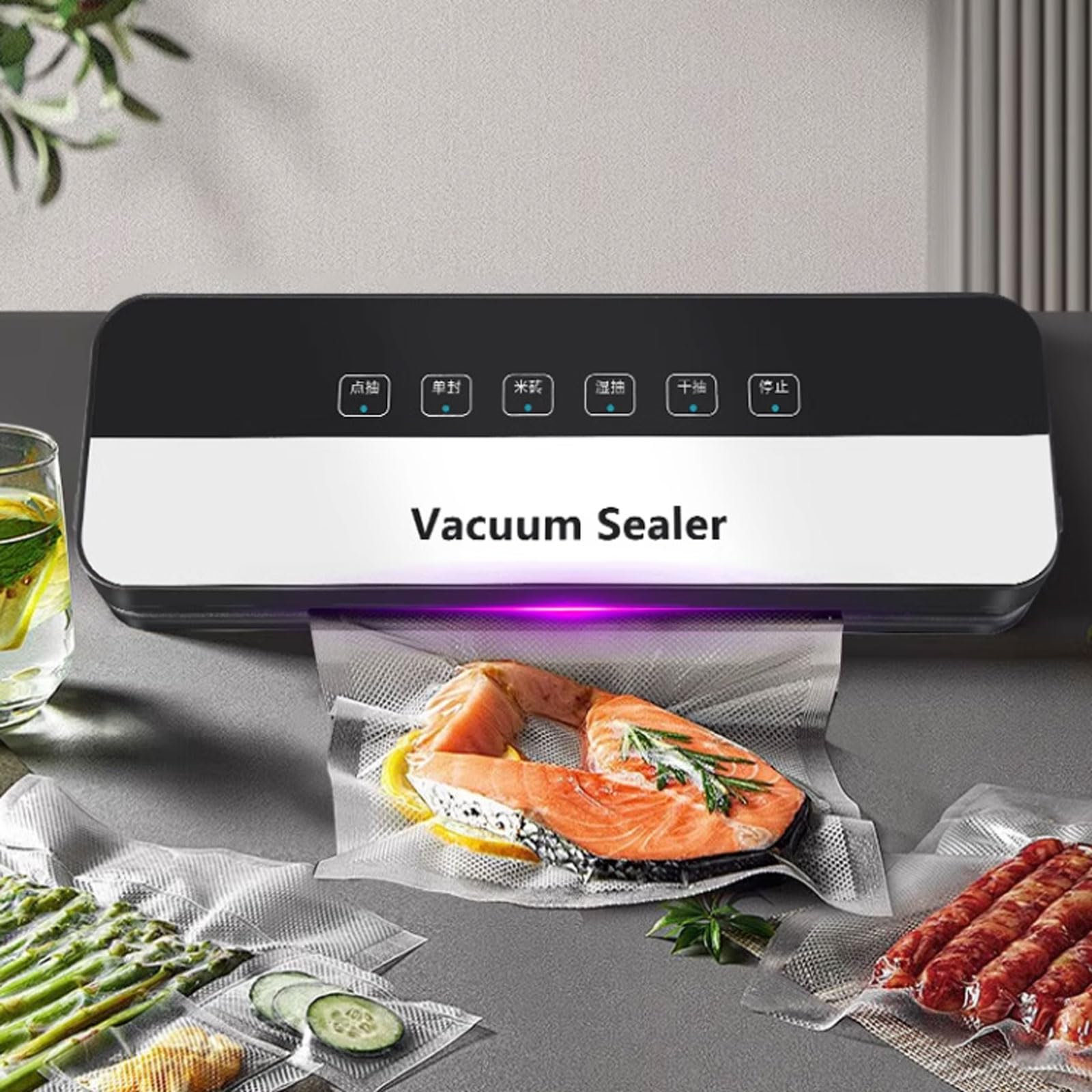 Portatile Sigillatore per aspirapolvere in plastica Messa sigillatore per aspirapolvere Automatico Potenza di sigillatore più Lungo Ideale per l'uso della Cucina Domestica Potente