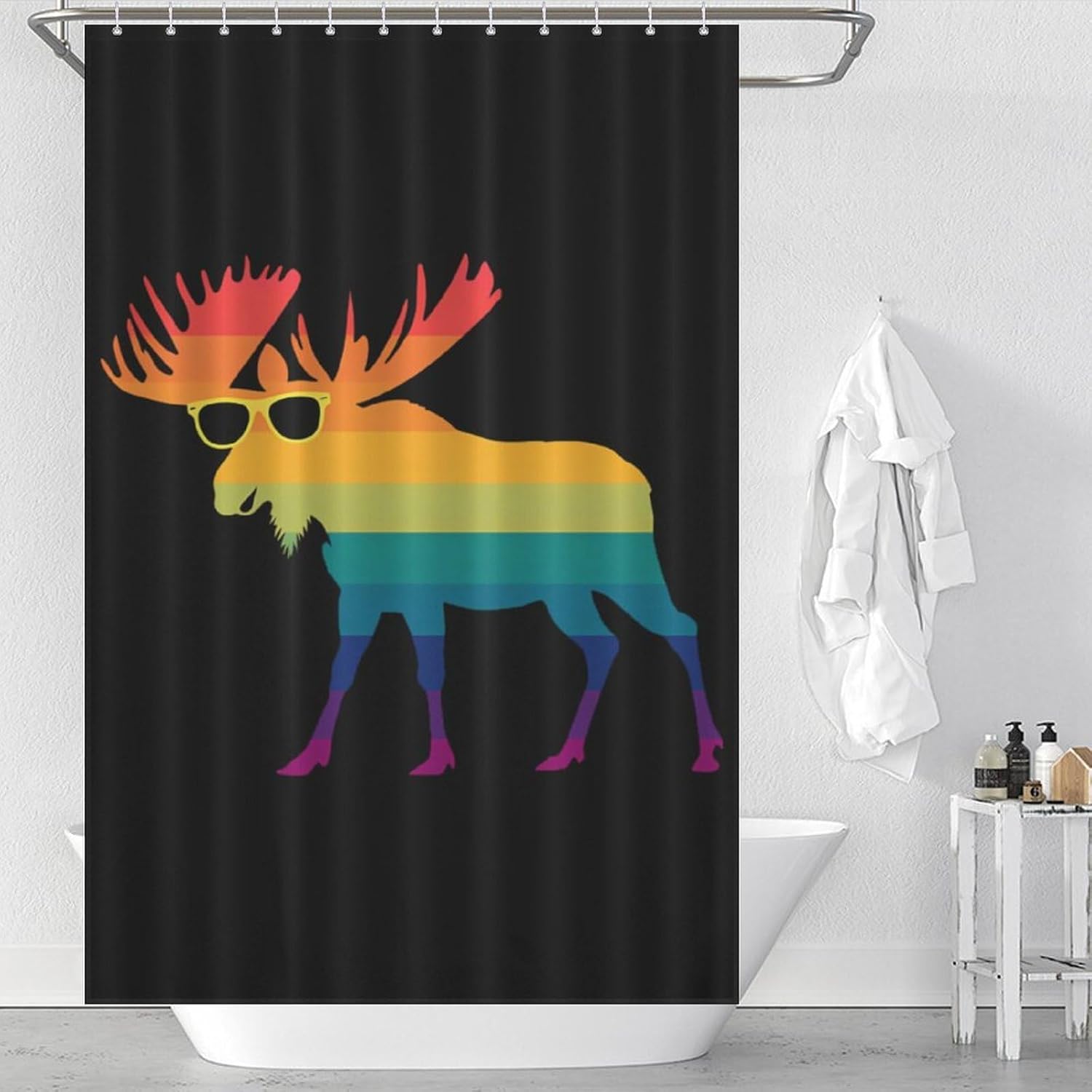 Animal Moose Shower Curtain 46.85x70.87Inch（119x180cm） Polyester Bath Curtain Shower Curtains Printed Decorative
