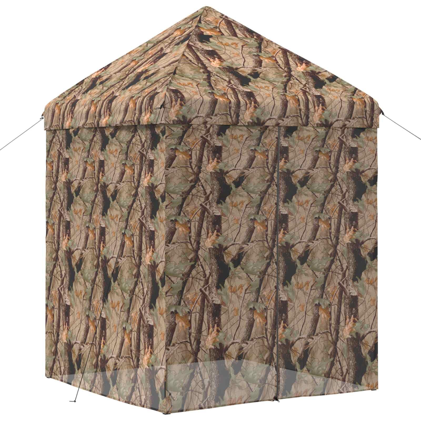 Pop-up Garaż 3 x 3 m z 4 Ścianami, Kamuflaż | Oxford 210D, Stalowa Rama, Regulowana Wysokość 315-335 cm, 4 Liny, 8 Kołków, Torba