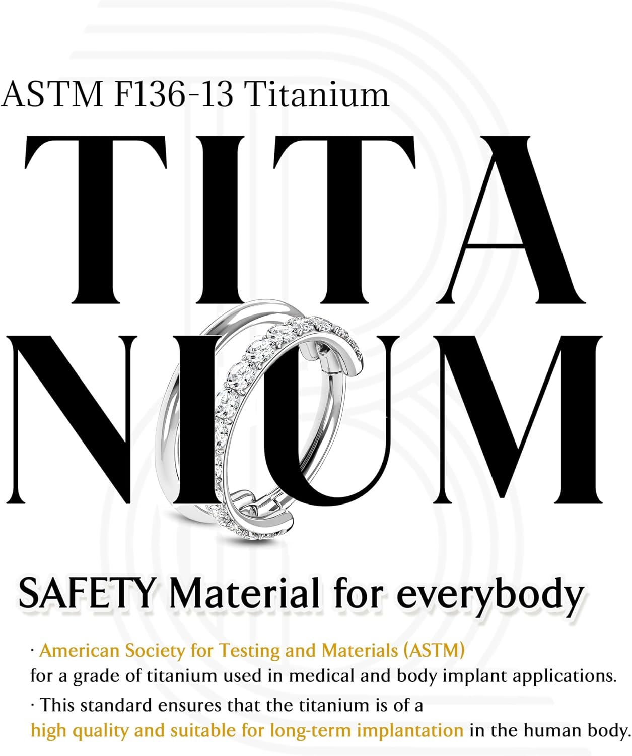 BodyBonita G23 Titanium Cartilage Earring Hoop Stacked Clicker 16G CZ Double/Triple Septum Rings Conch Piercing Jewelry Tragus Daith Helix Nose Rings Hoops for Women Silver/Gold Plated 8mm 10mm 12mm - Image 2