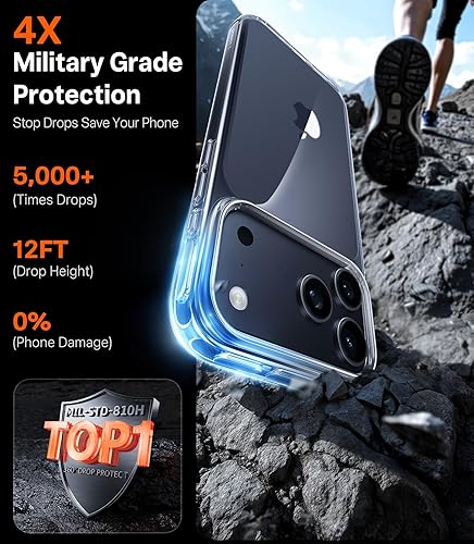 Miniatura 3 de TORRAS Funda magnética de diamante transparente diseñada para iPhone 13iPhone 14, probada en caídas de grado militar compatible con MagSafe Funda